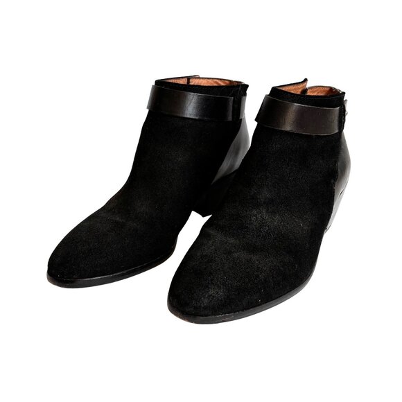 Madewell Womens Leather Suede Ankle Boots Size 7 Black Heel Bootie - Picture 1 of 11
